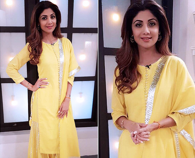 शिल्पा शेट्टी की yellow ड्रेस Diwali dresses for